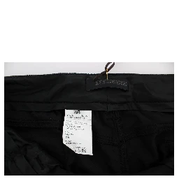 Black Viscose Blend Velvet Slim Fit Pants