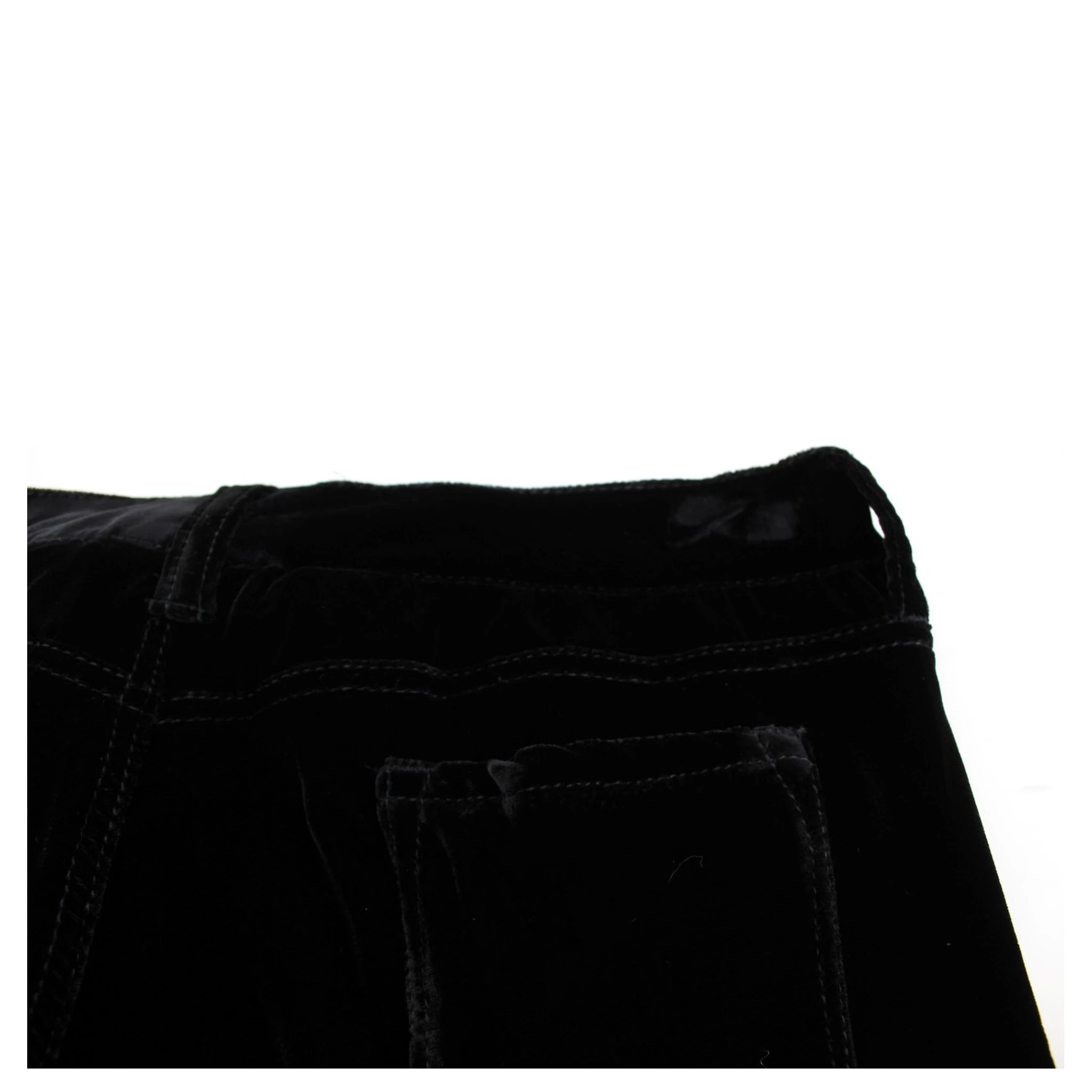 Black Viscose Blend Velvet Slim Fit Pants