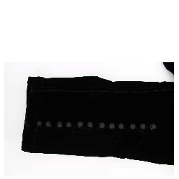 Black Viscose Blend Velvet Slim Fit Pants