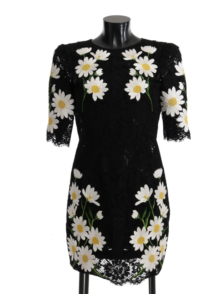 Black Floral Lace Chamomile Sicily Dress