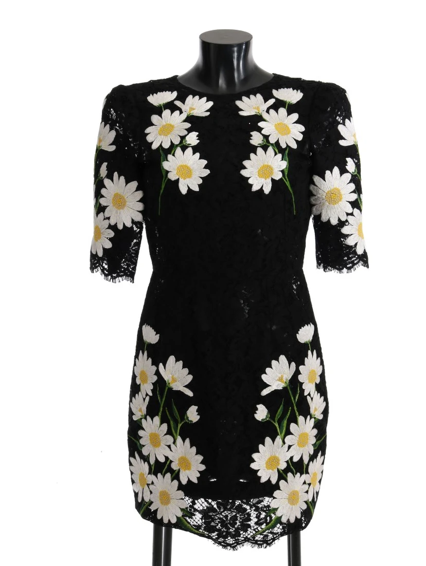 Black Floral Lace Chamomile Sicily Dress