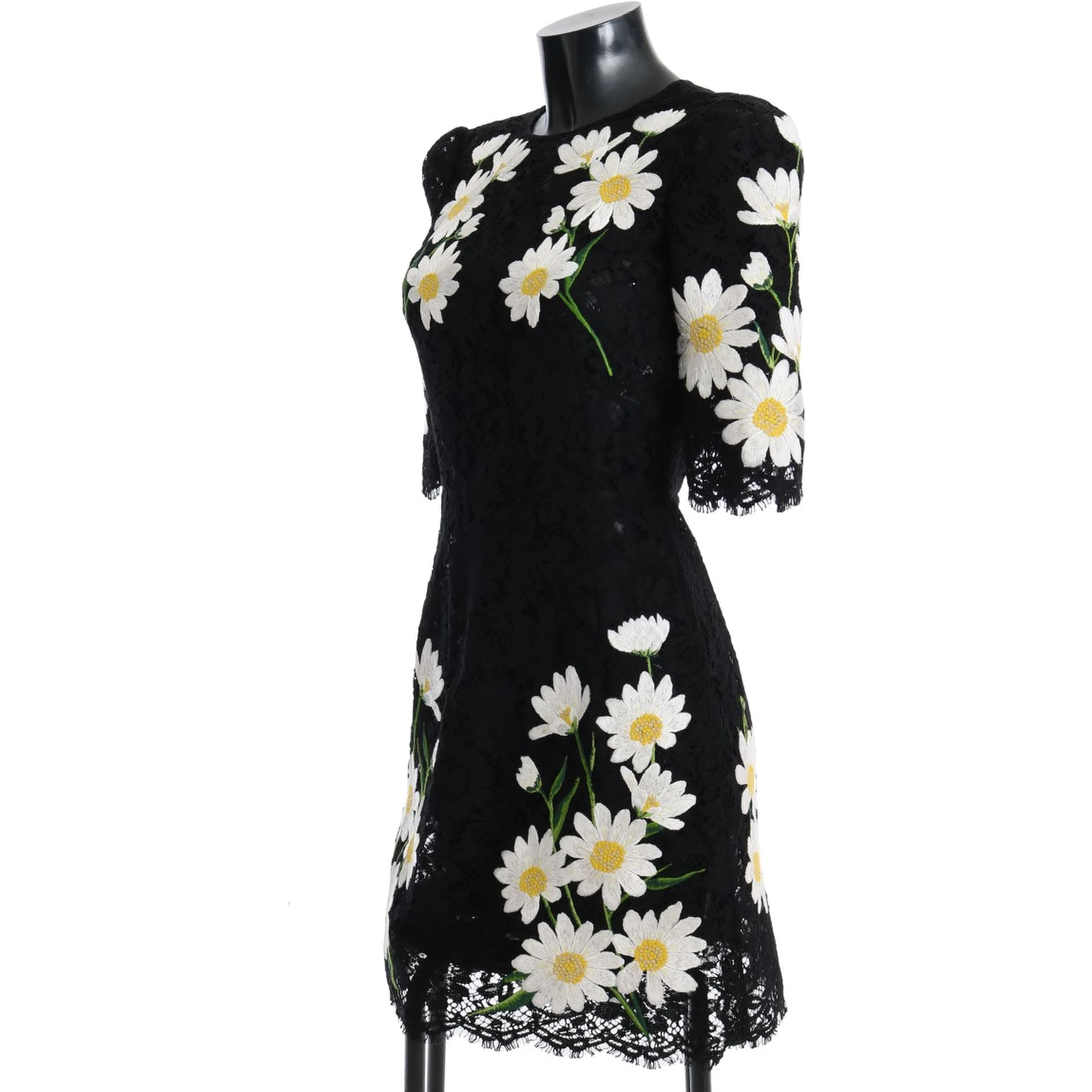 Black Floral Lace Chamomile Sicily Dress