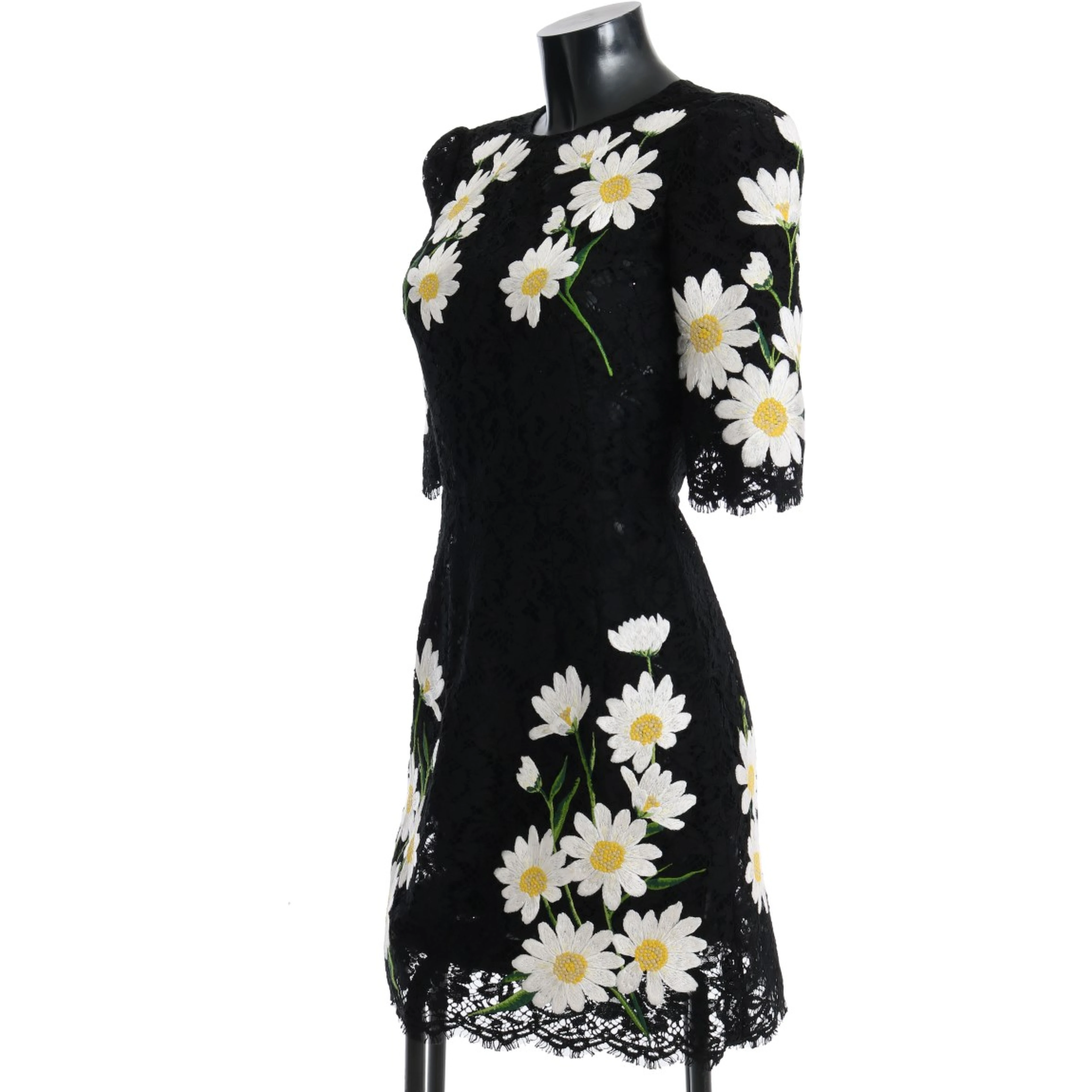 Black Floral Lace Chamomile Sicily Dress
