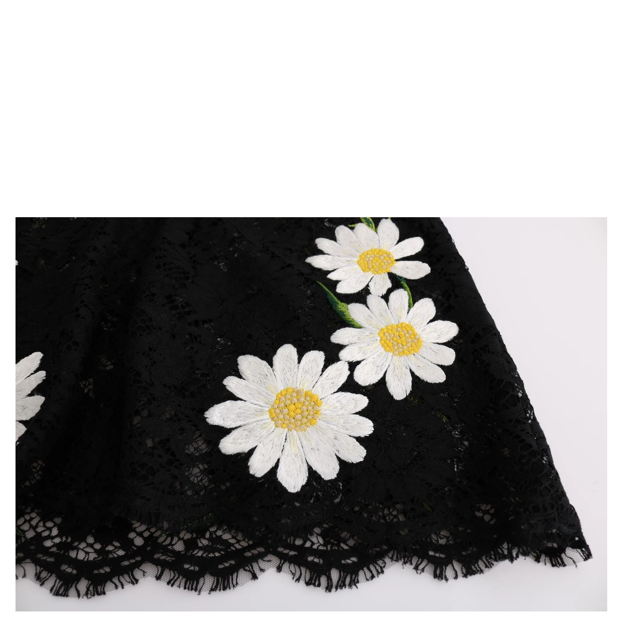 Black Floral Lace Chamomile Sicily Dress