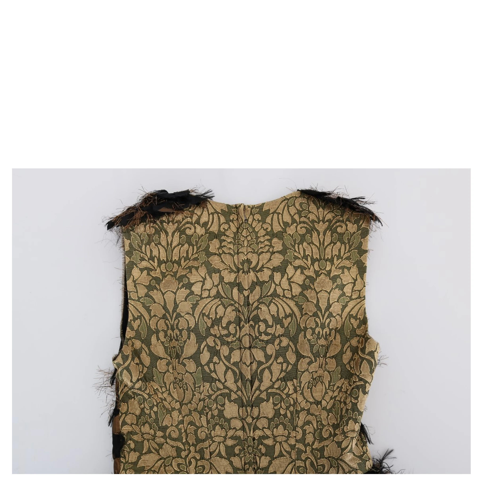 Black Silk Brown Fringes A-Line Dress