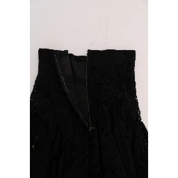 Black Floral Cutout Lace A-Line Skirt