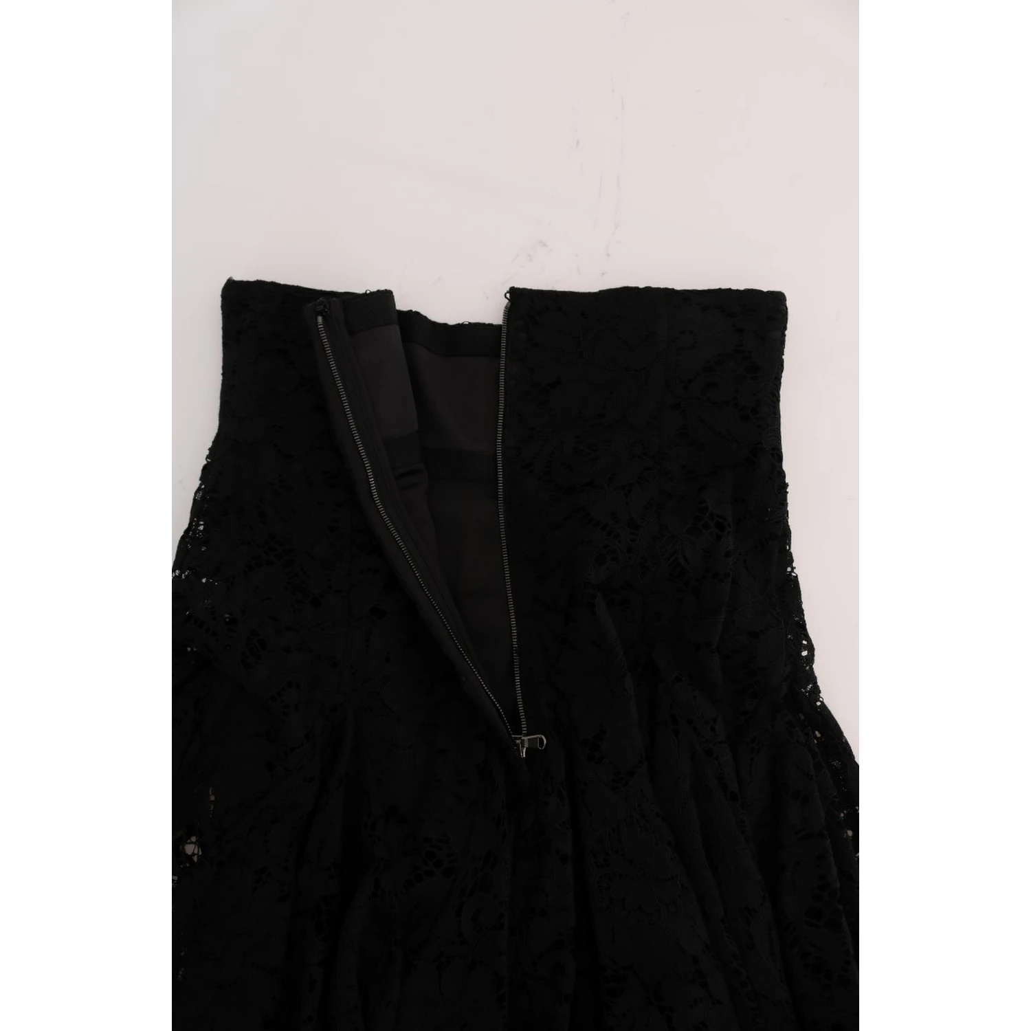 Black Floral Cutout Lace A-Line Skirt