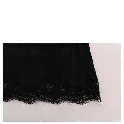 Black Floral Cutout Lace A-Line Skirt