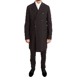 Bordeaux Wool Stretch Long 3 Piece Suit