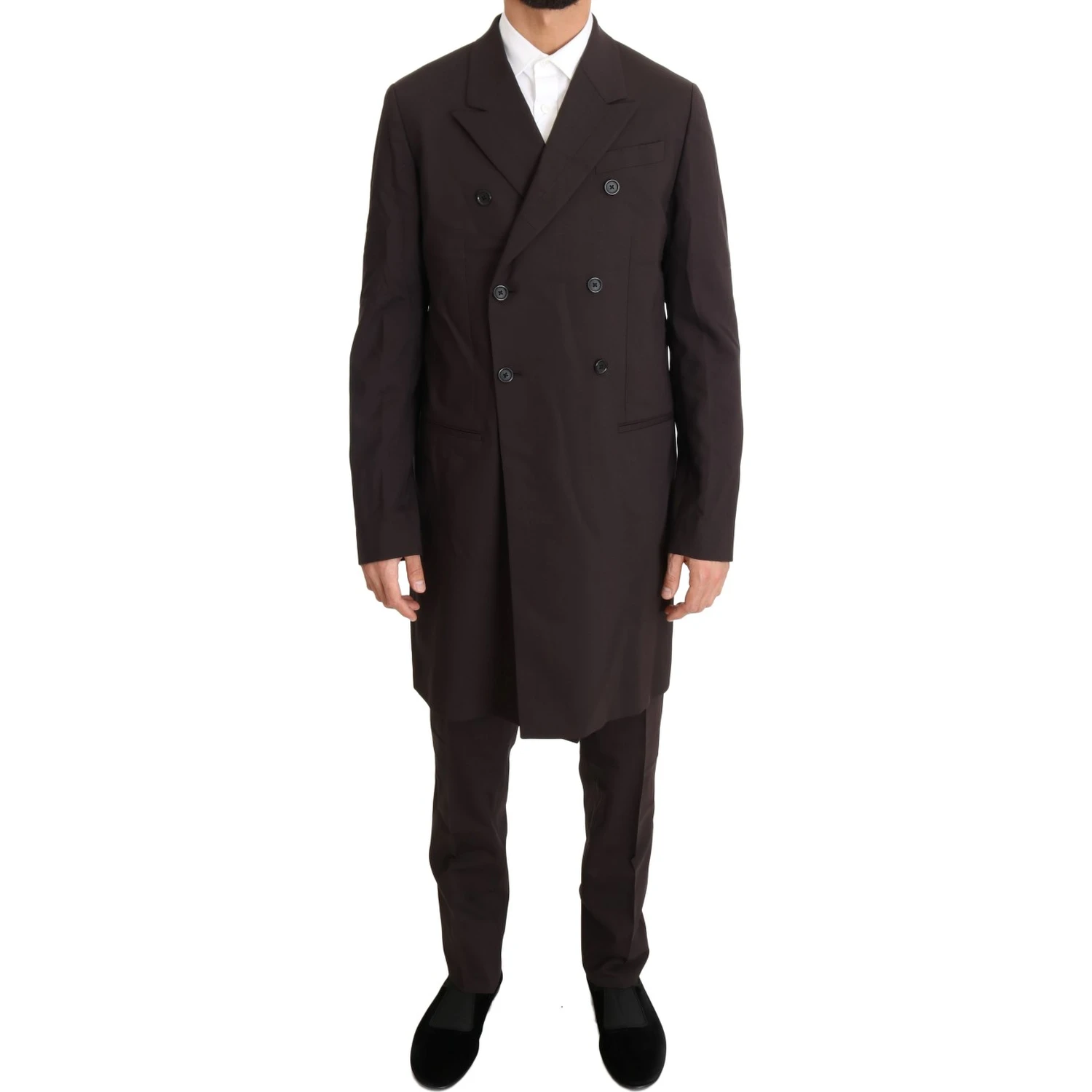 Bordeaux Wool Stretch Long 3 Piece Suit