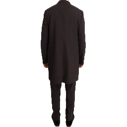 Bordeaux Wool Stretch Long 3 Piece Suit