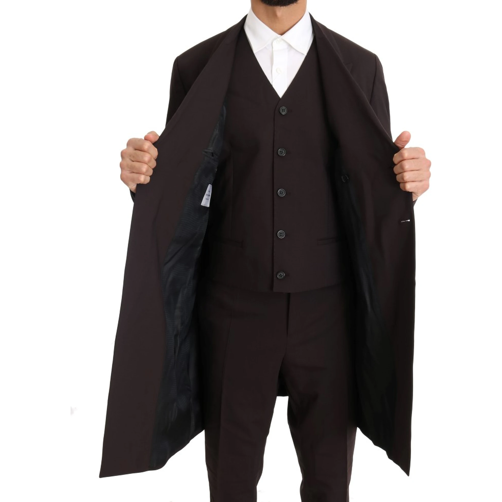 Bordeaux Wool Stretch Long 3 Piece Suit