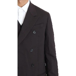 Bordeaux Wool Stretch Long 3 Piece Suit