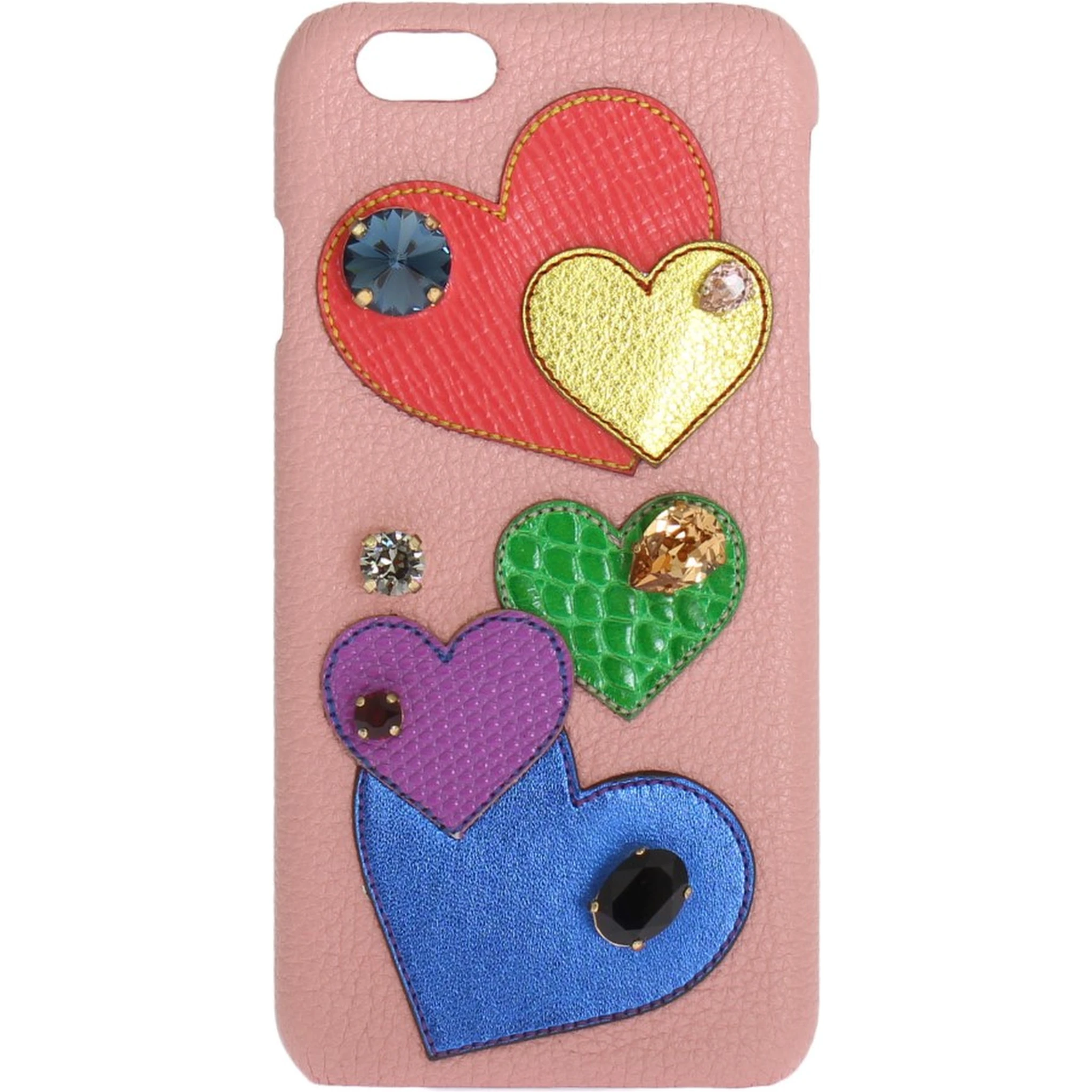 Pink Leather Heart Crystal Phone Case