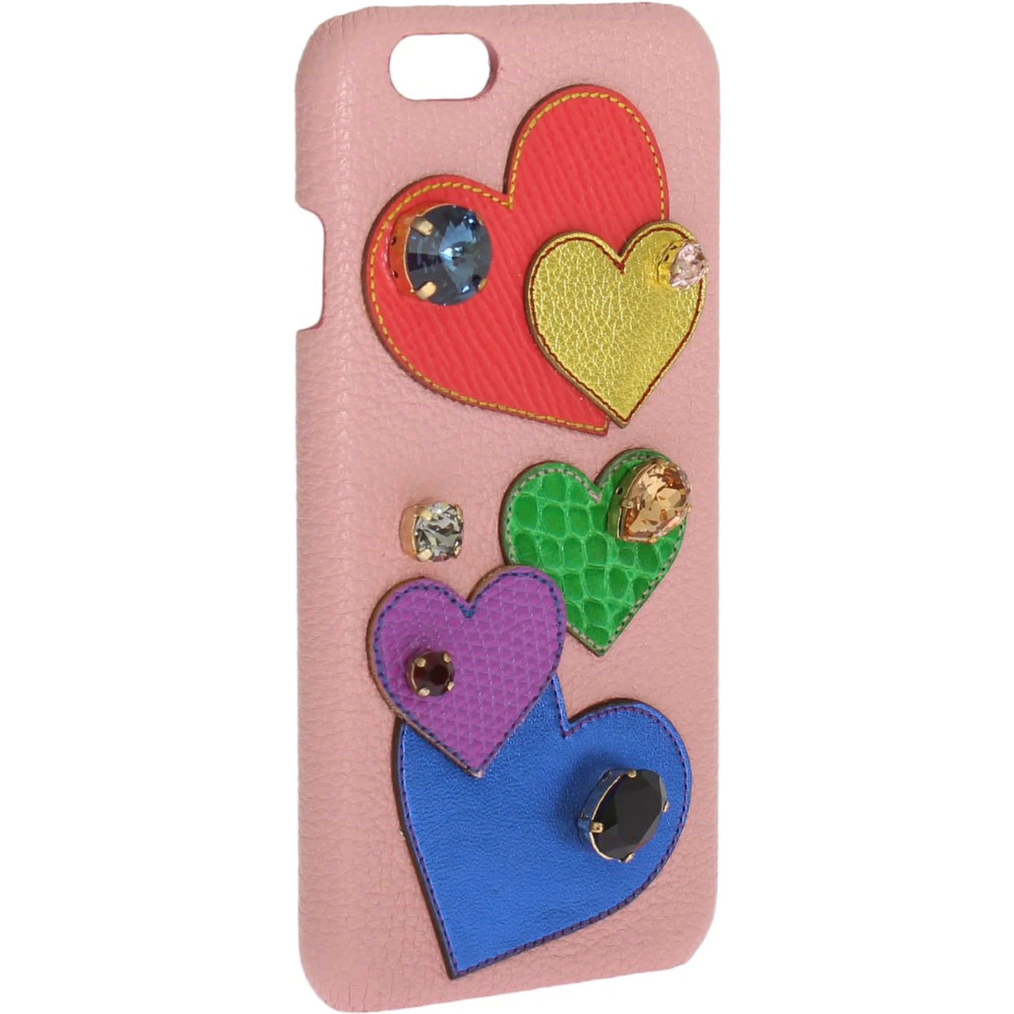 Pink Leather Heart Crystal Phone Case