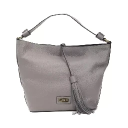 Gray Leather Shoulder Bag
