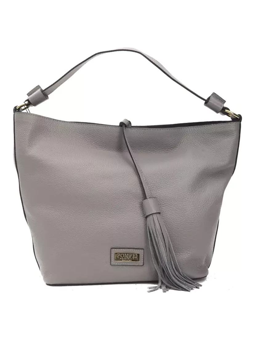 Gray Leather Shoulder Bag