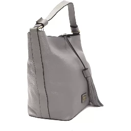 Gray Leather Shoulder Bag