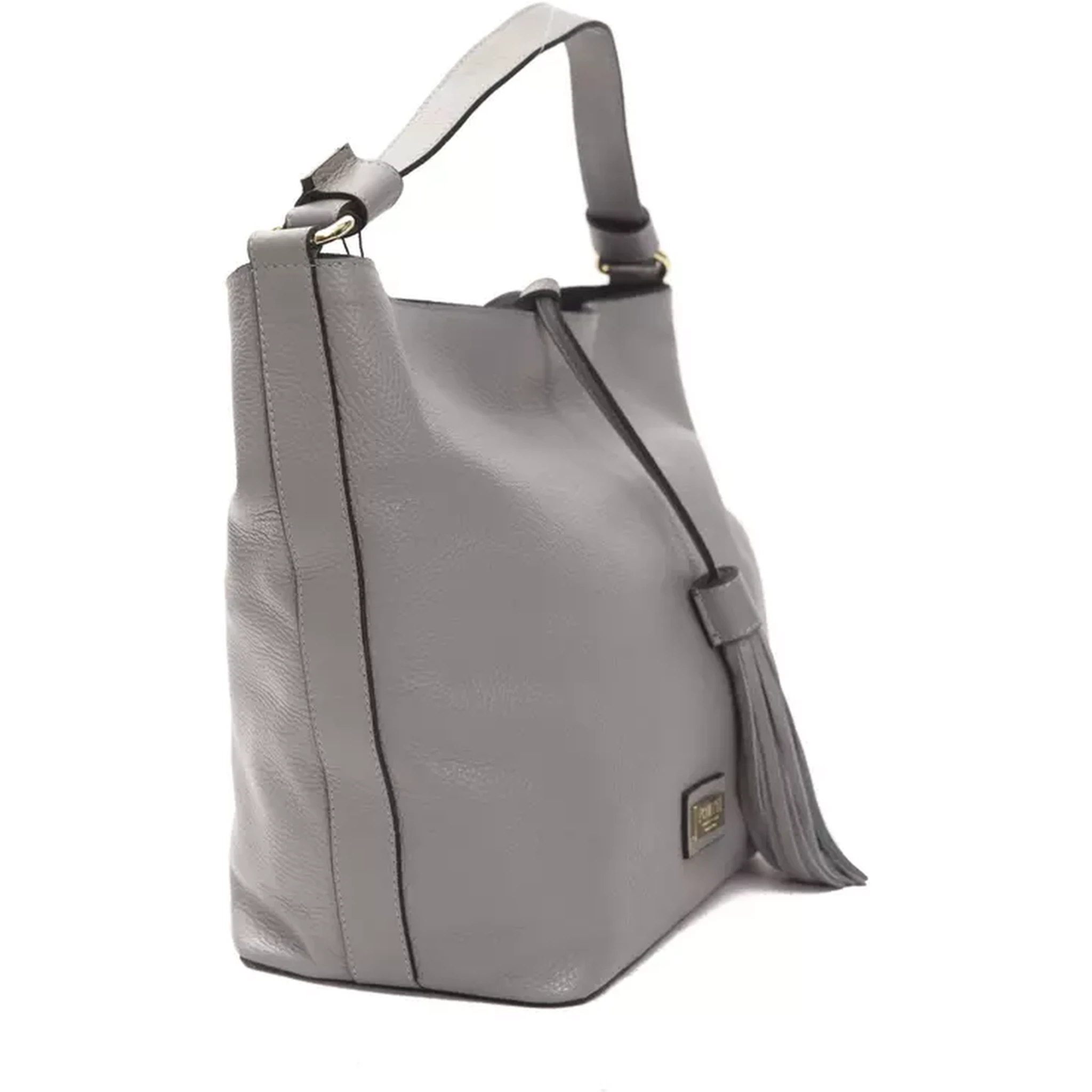 Gray Leather Shoulder Bag