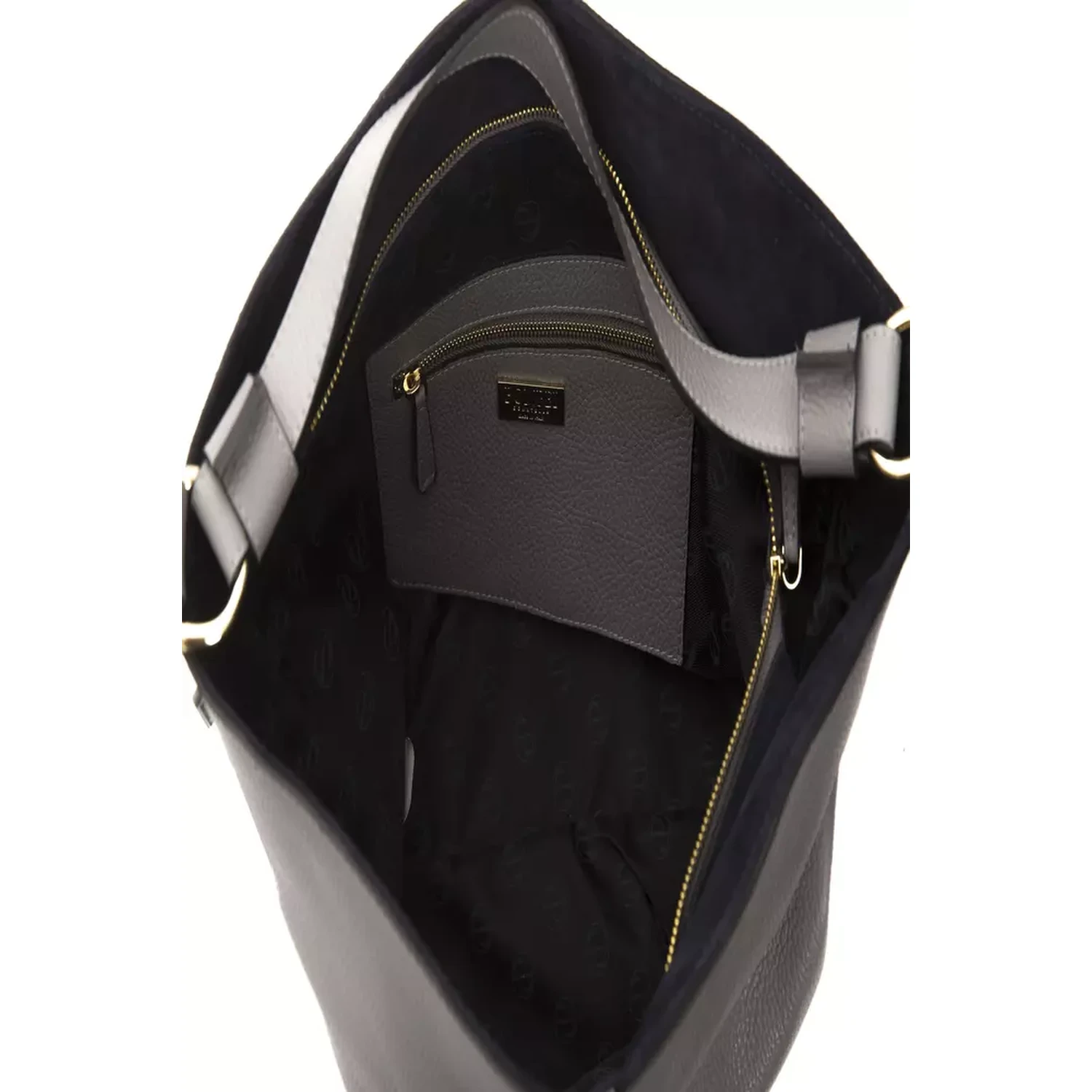 Gray Leather Shoulder Bag