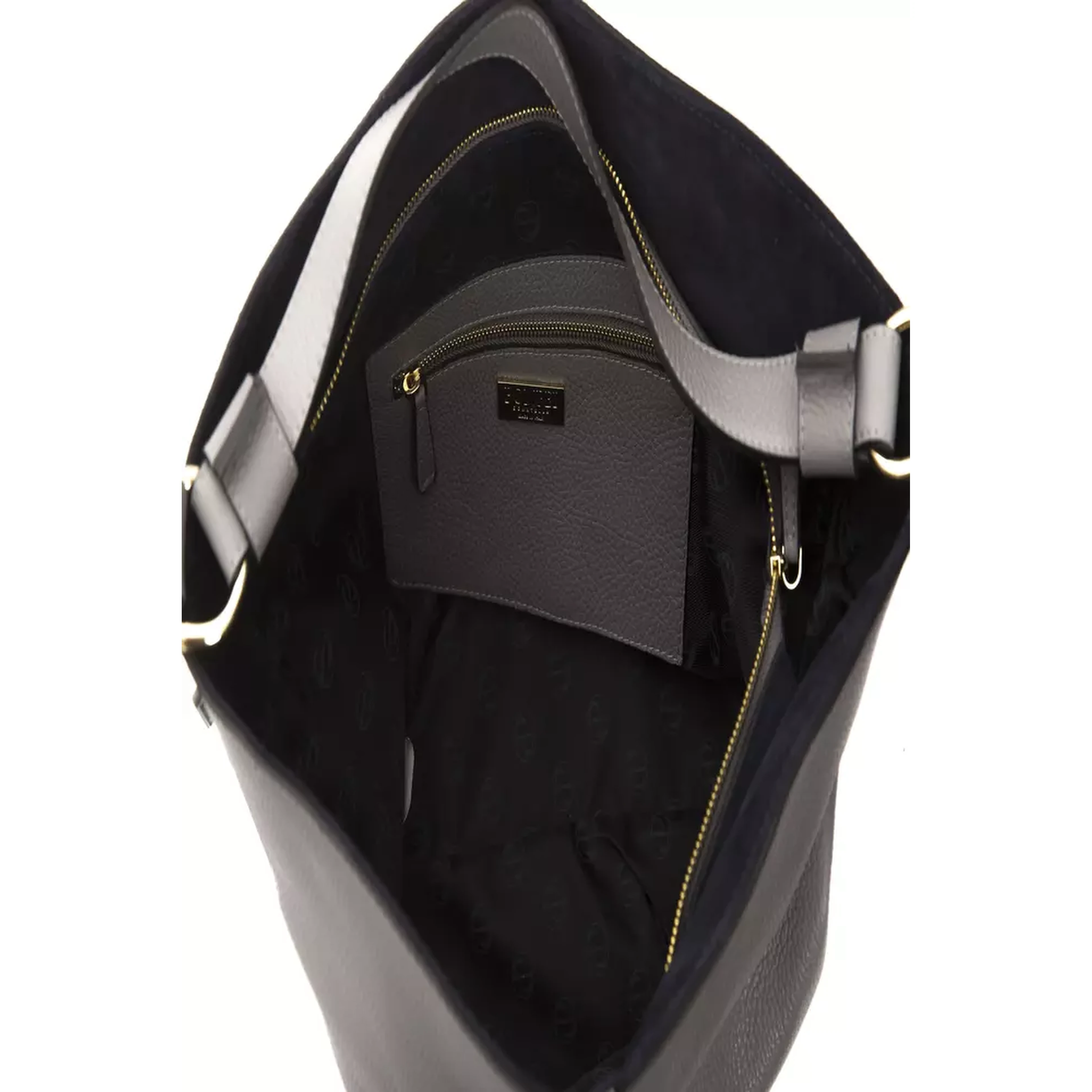 Gray Leather Shoulder Bag