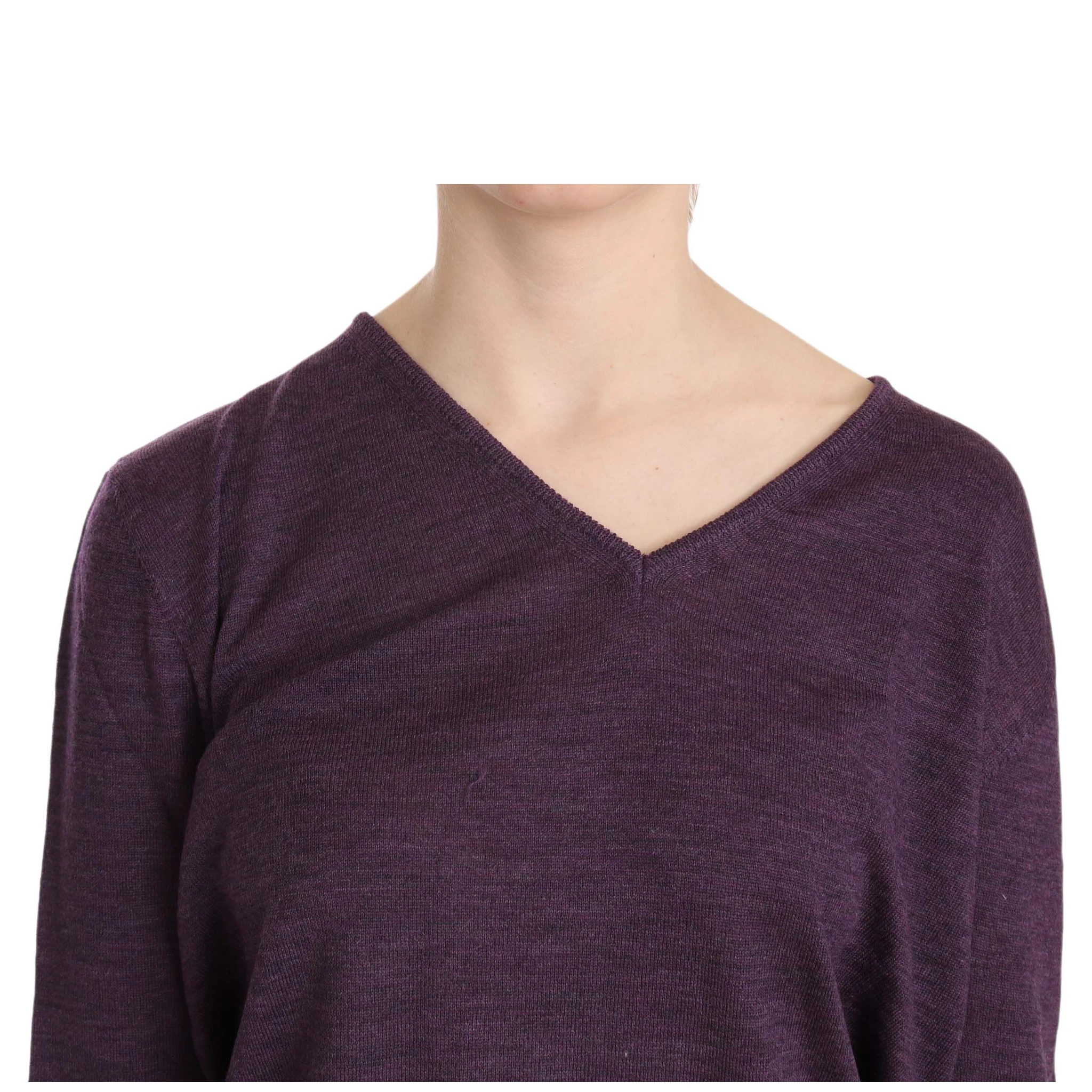 Purple V-neck Long Sleeve Pullover Top