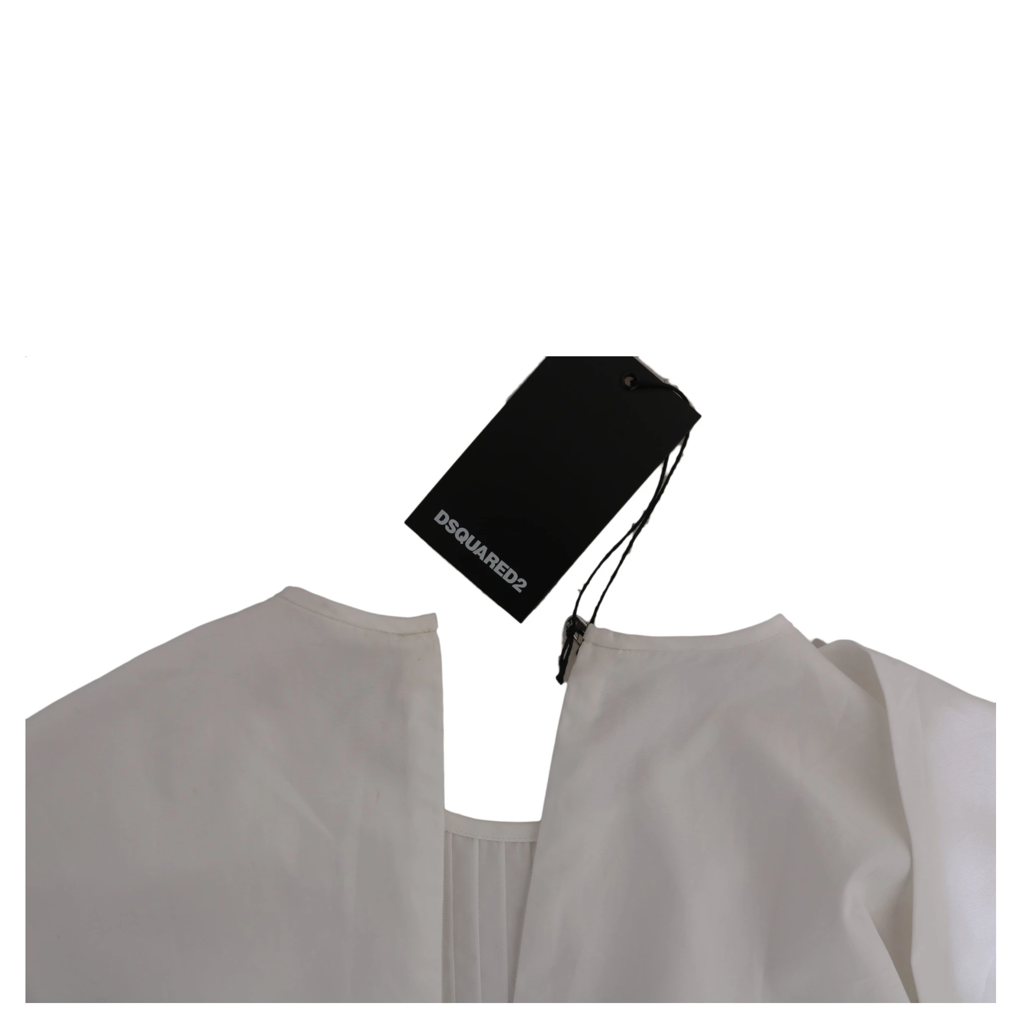 White Crew Neck Long Sleeve Cotton Blouse