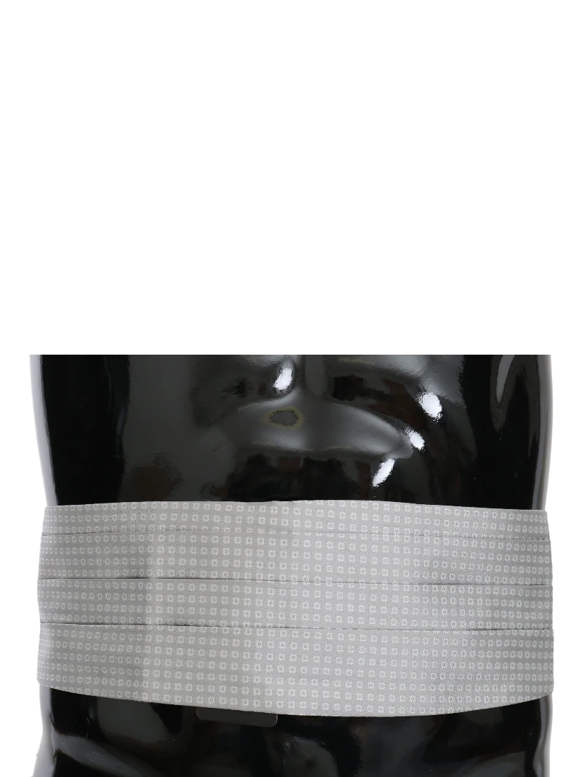 Gray Patterned Waist Belt Silk Cummerbund