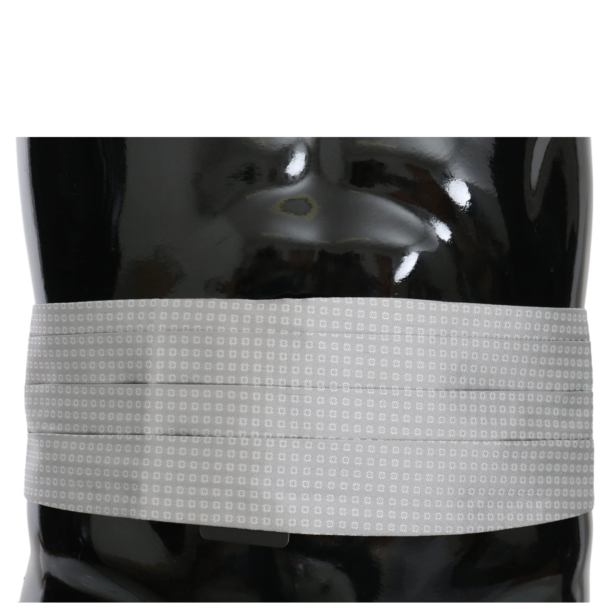 Gray Patterned Waist Belt Silk Cummerbund
