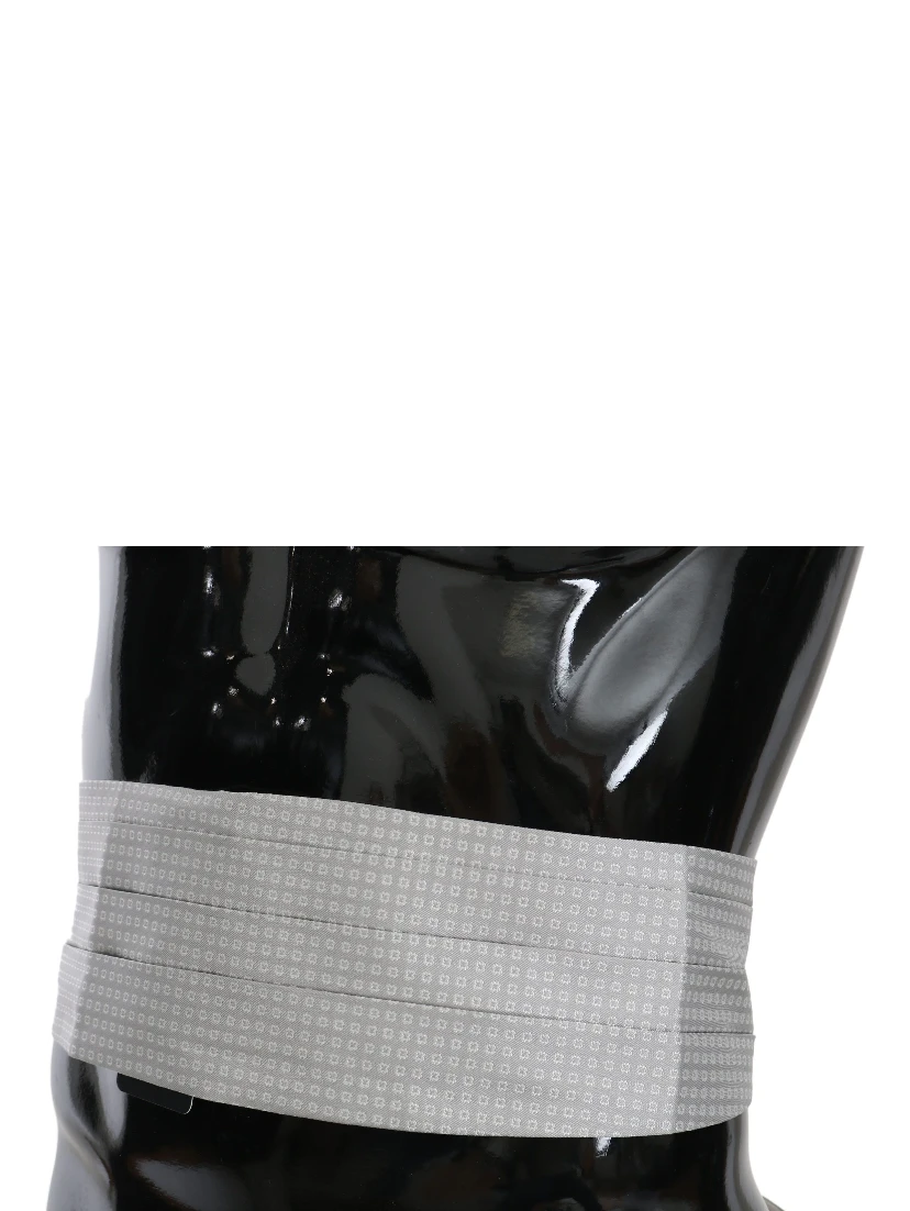 Gray Patterned Waist Belt Silk Cummerbund