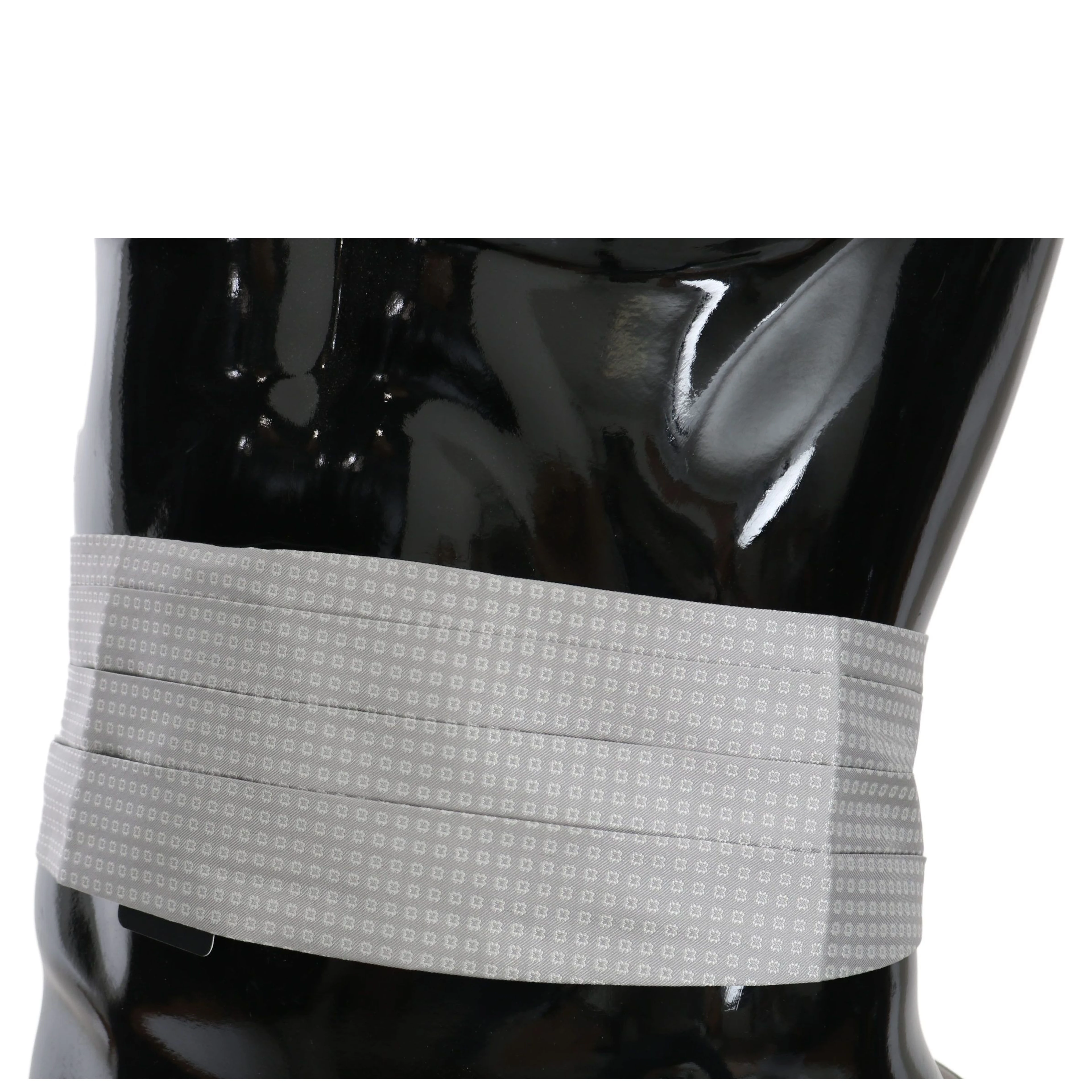 Gray Patterned Waist Belt Silk Cummerbund