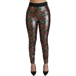 Green Bronze Leaf Tights Skinny Pants