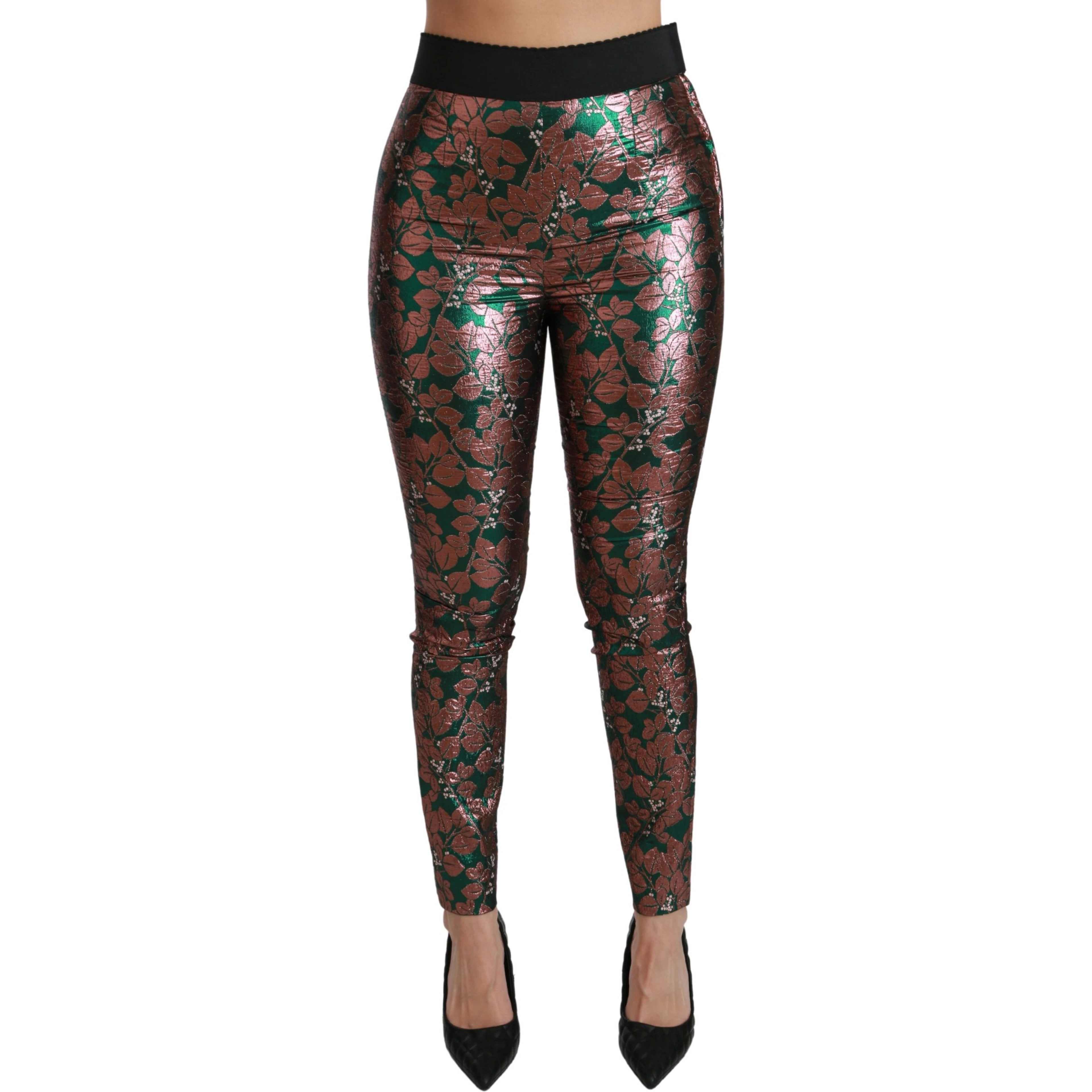 Green Bronze Leaf Tights Skinny Pants