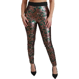 Green Bronze Leaf Tights Skinny Pants