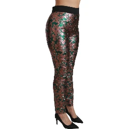 Green Bronze Leaf Tights Skinny Pants