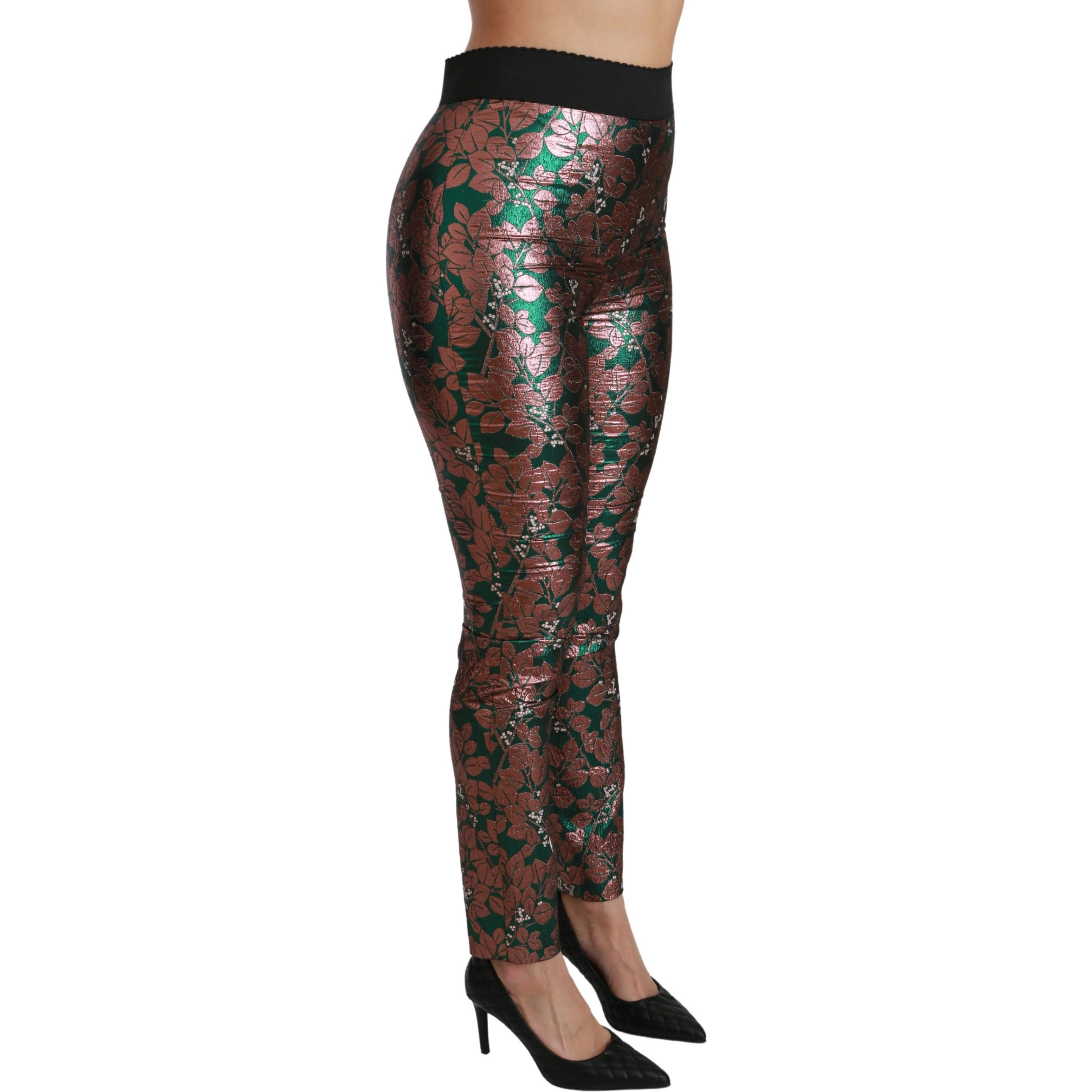 Green Bronze Leaf Tights Skinny Pants