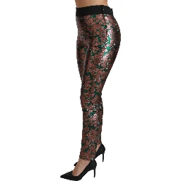 Green Bronze Leaf Tights Skinny Pants