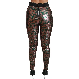 Green Bronze Leaf Tights Skinny Pants