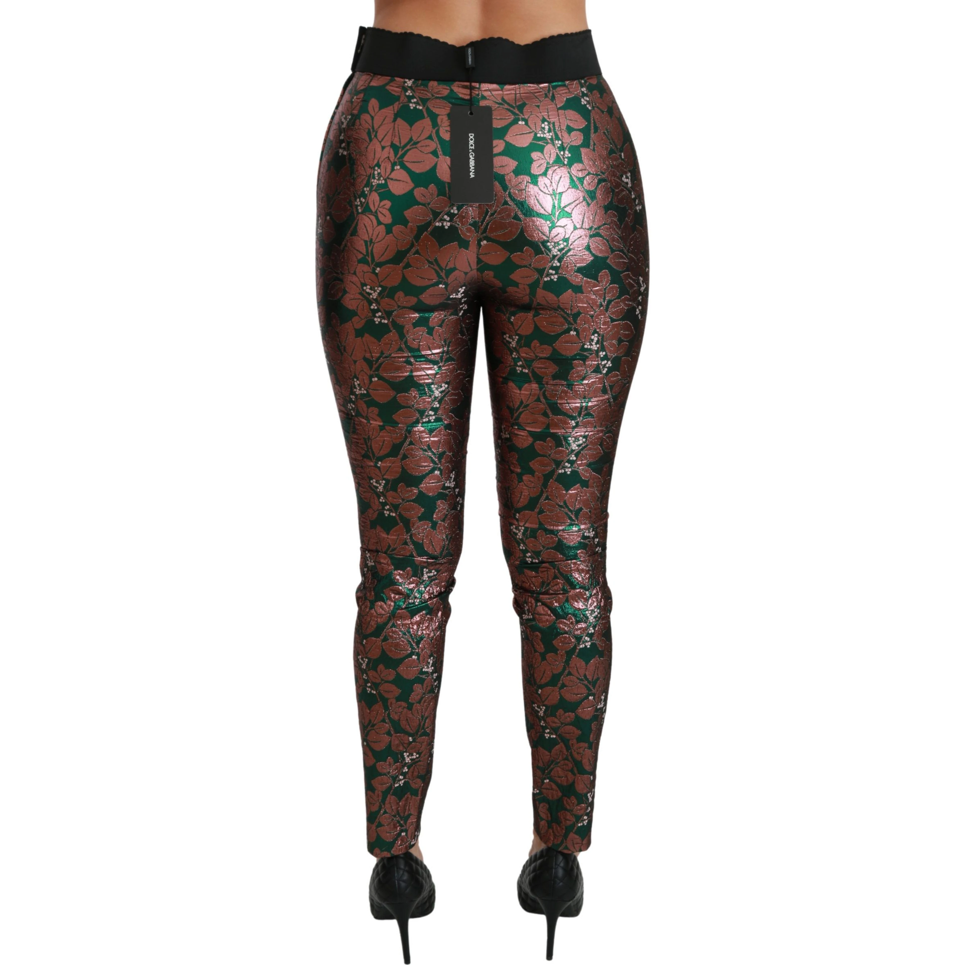 Green Bronze Leaf Tights Skinny Pants