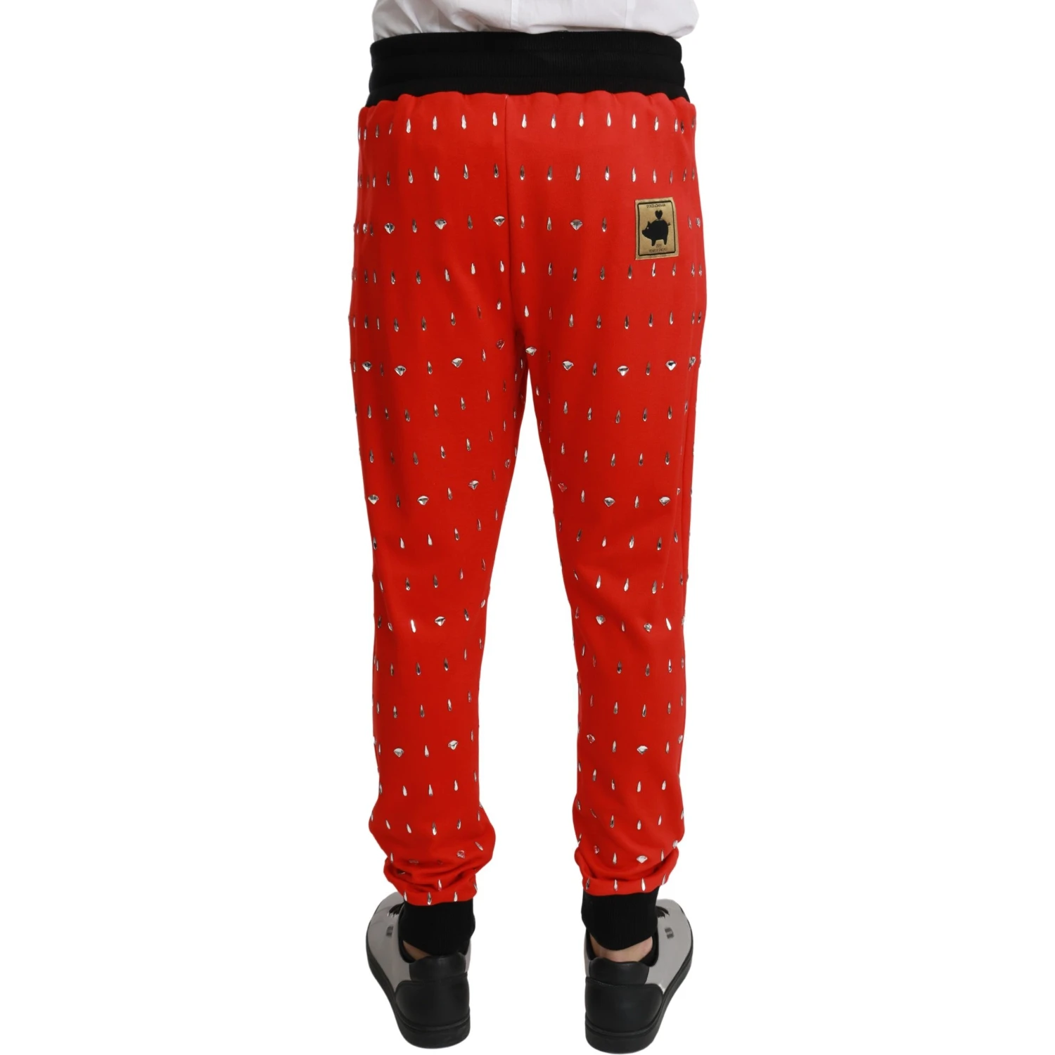 Red Piggy Bank Cotton Crystal Trousers Pants