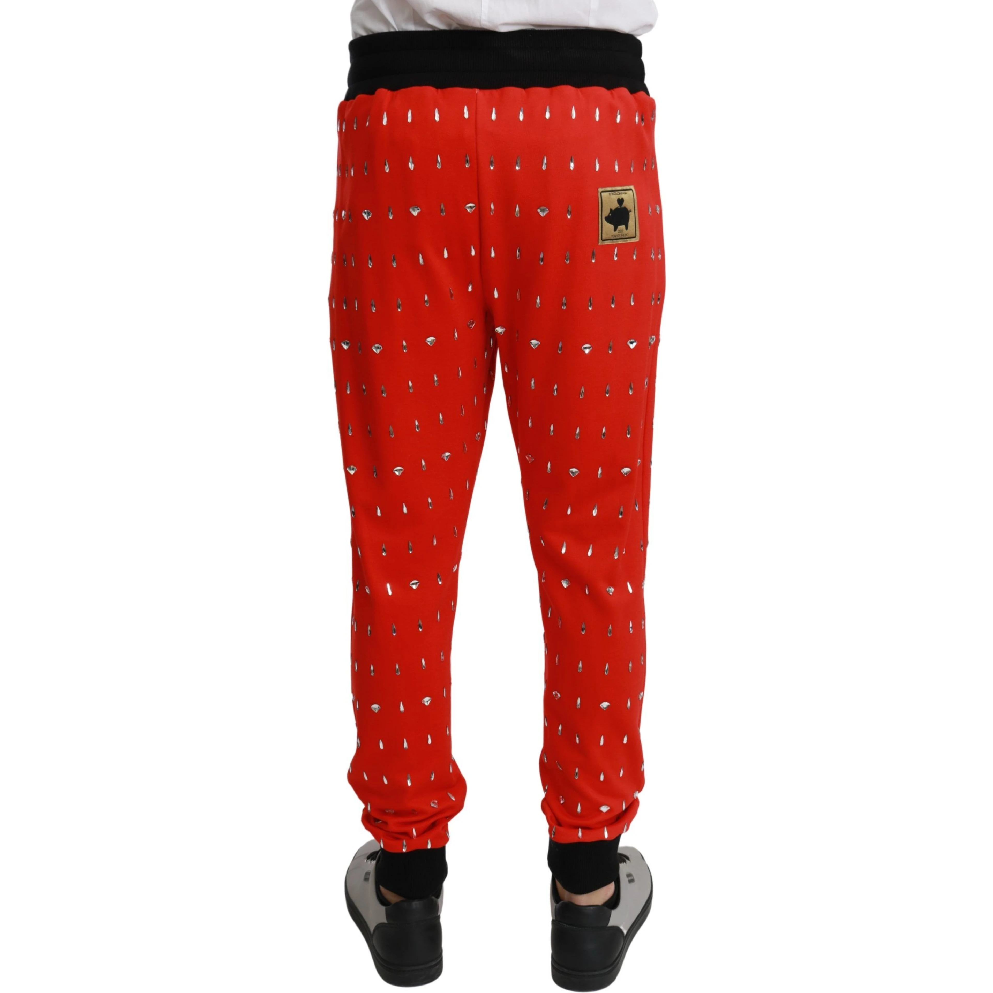 Red Piggy Bank Cotton Crystal Trousers Pants