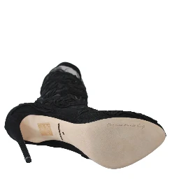 Black Roses Stilettos Booties Socks Shoes