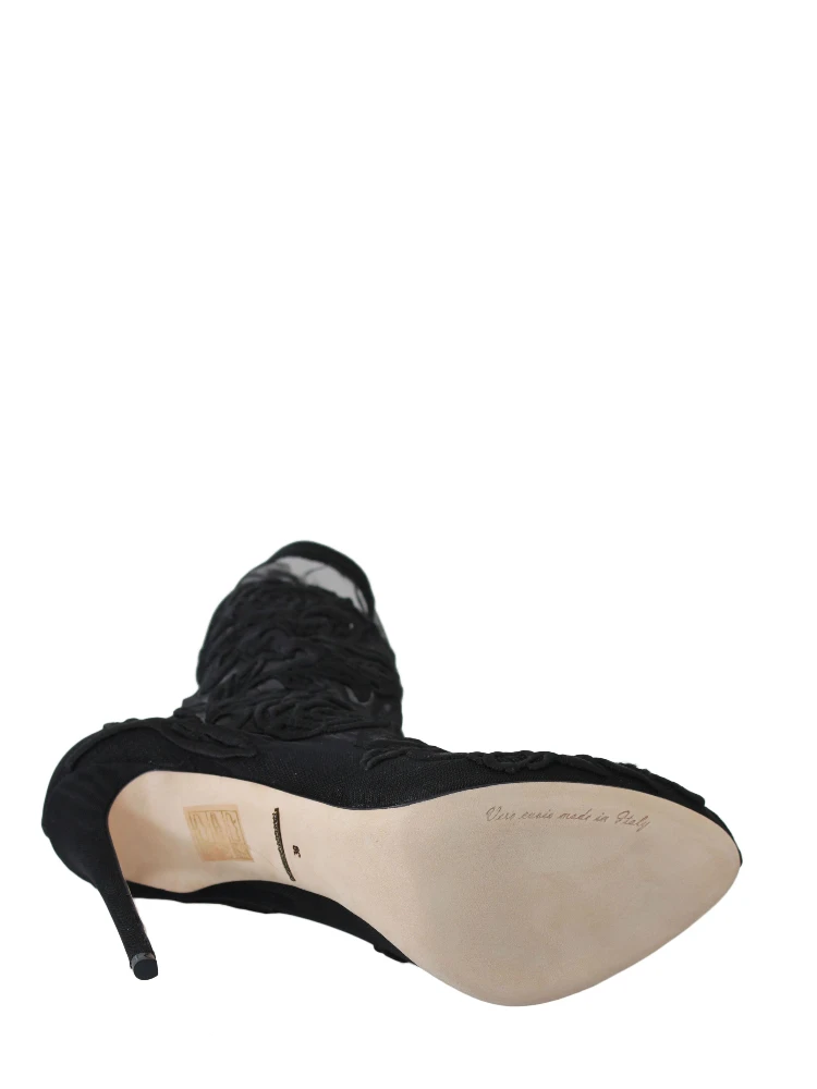 Black Roses Stilettos Booties Socks Shoes alternative