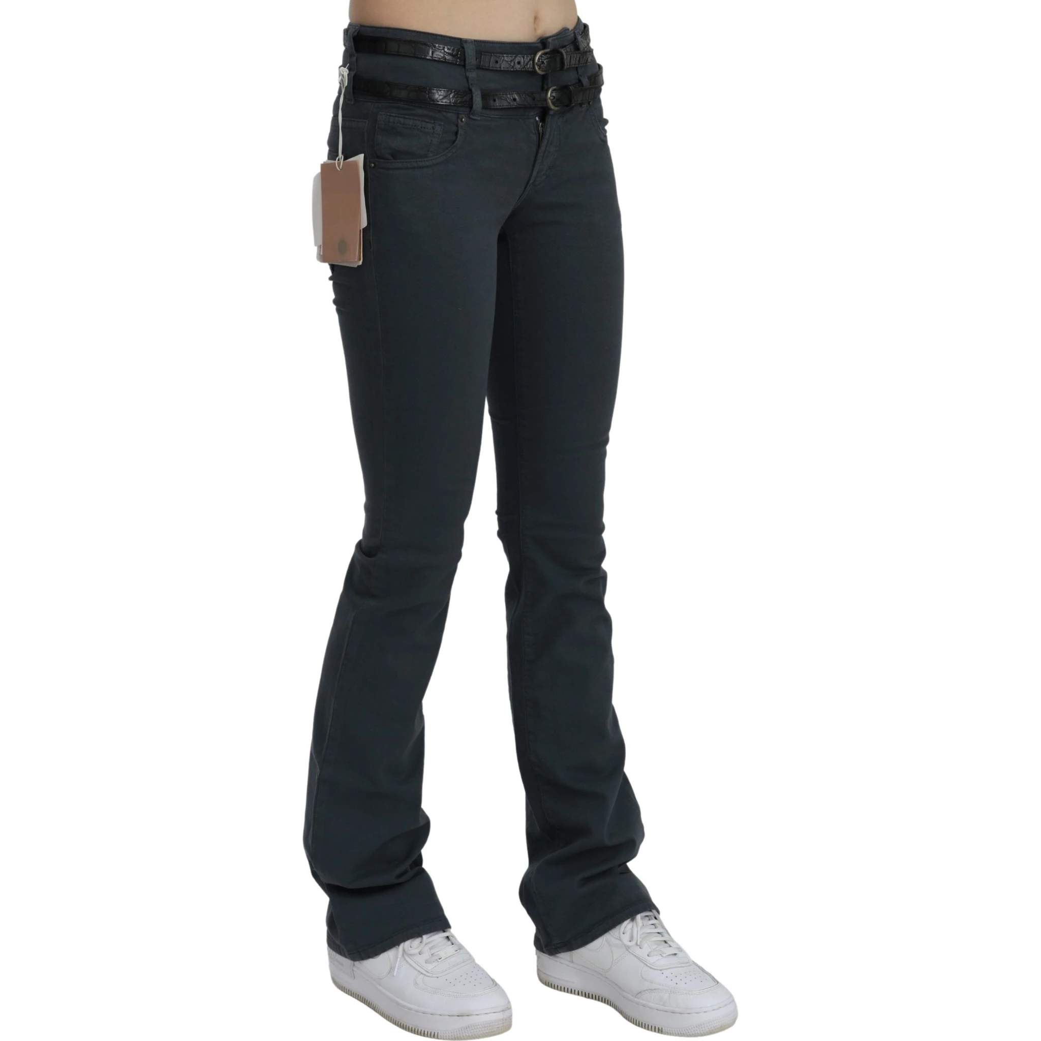 Gray Mid Waist Slim Flared Denim Trouser Jeans