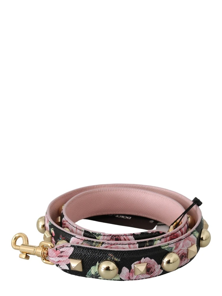 Pink Floral Leather Stud Accessory Shoulder Strap