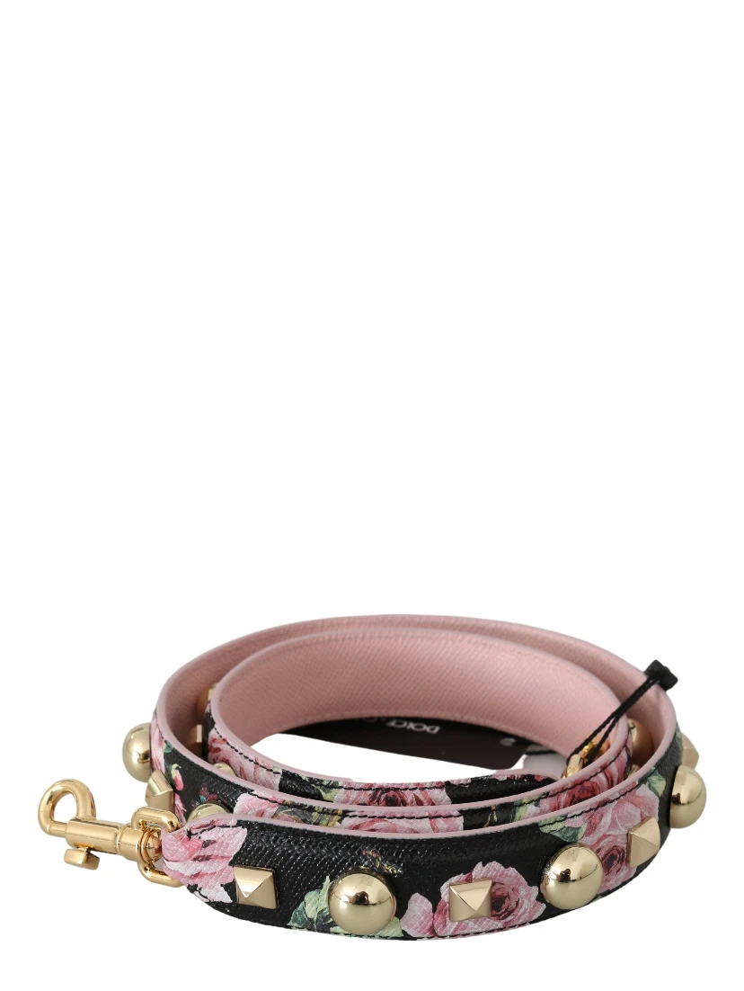 Pink Floral Leather Stud Accessory Shoulder Strap