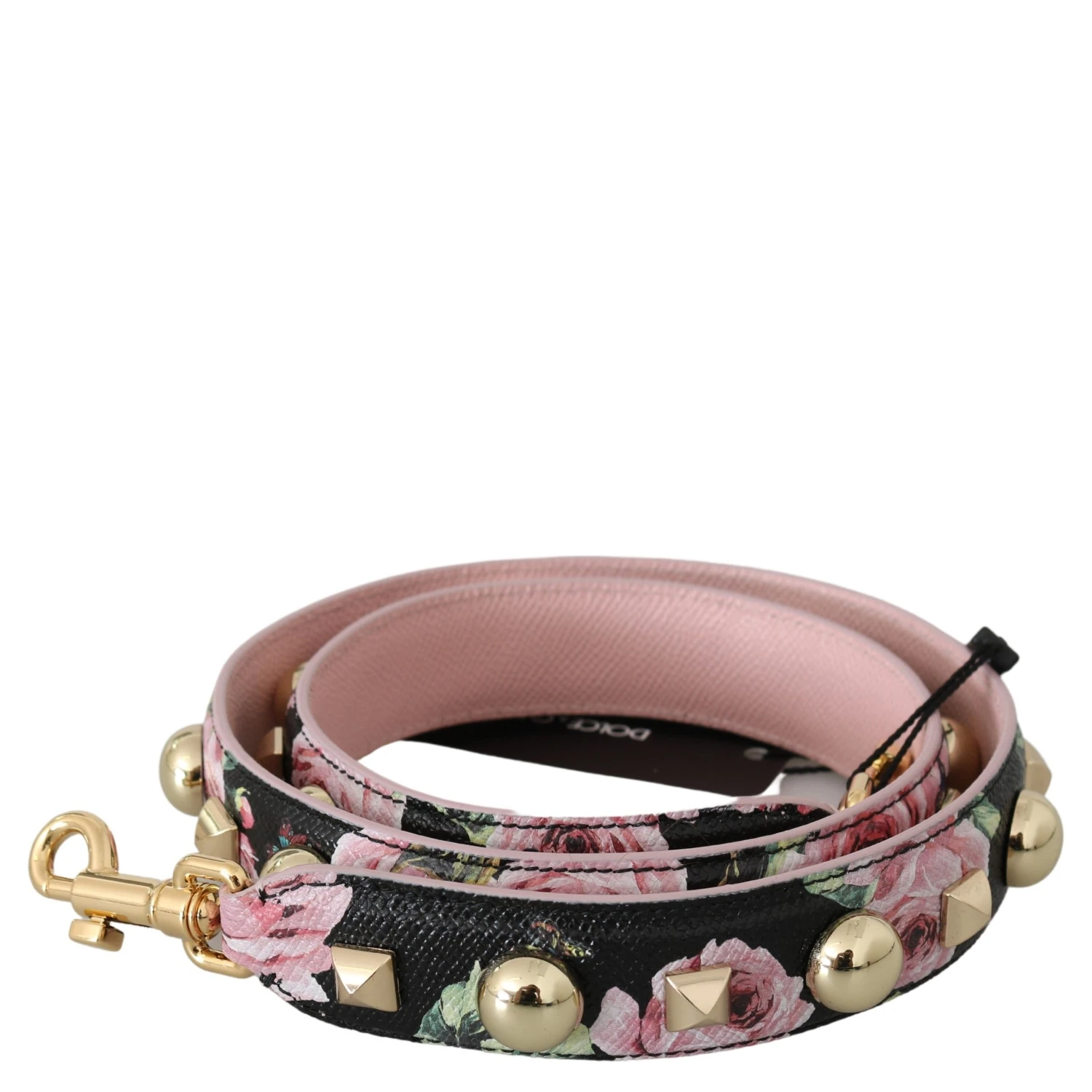 Pink Floral Leather Stud Accessory Shoulder Strap