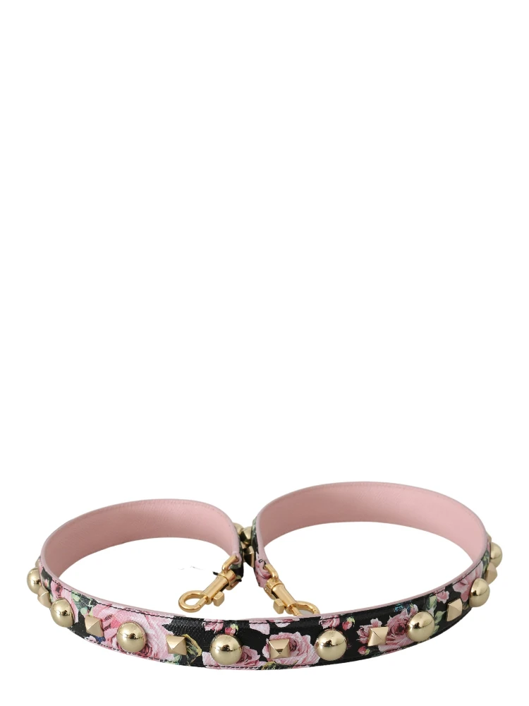 Pink Floral Leather Stud Accessory Shoulder Strap alternative