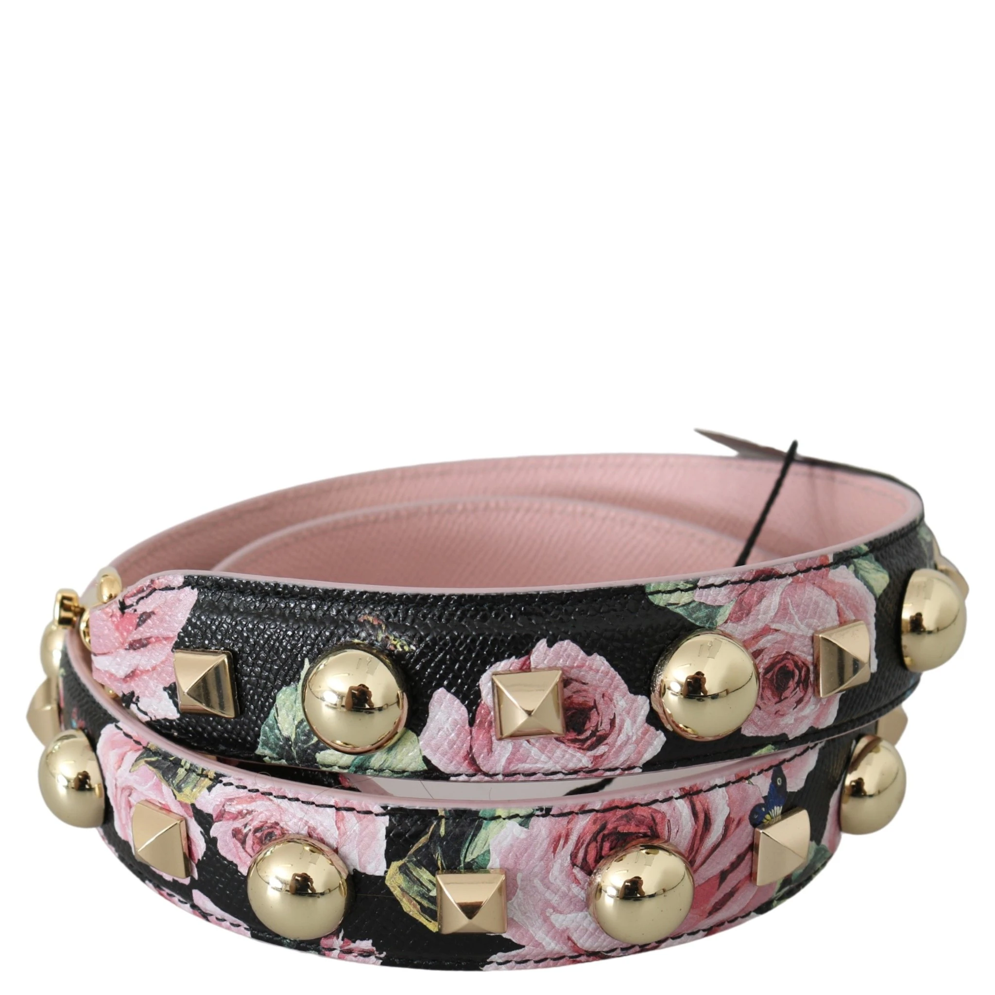 Pink Floral Leather Stud Accessory Shoulder Strap