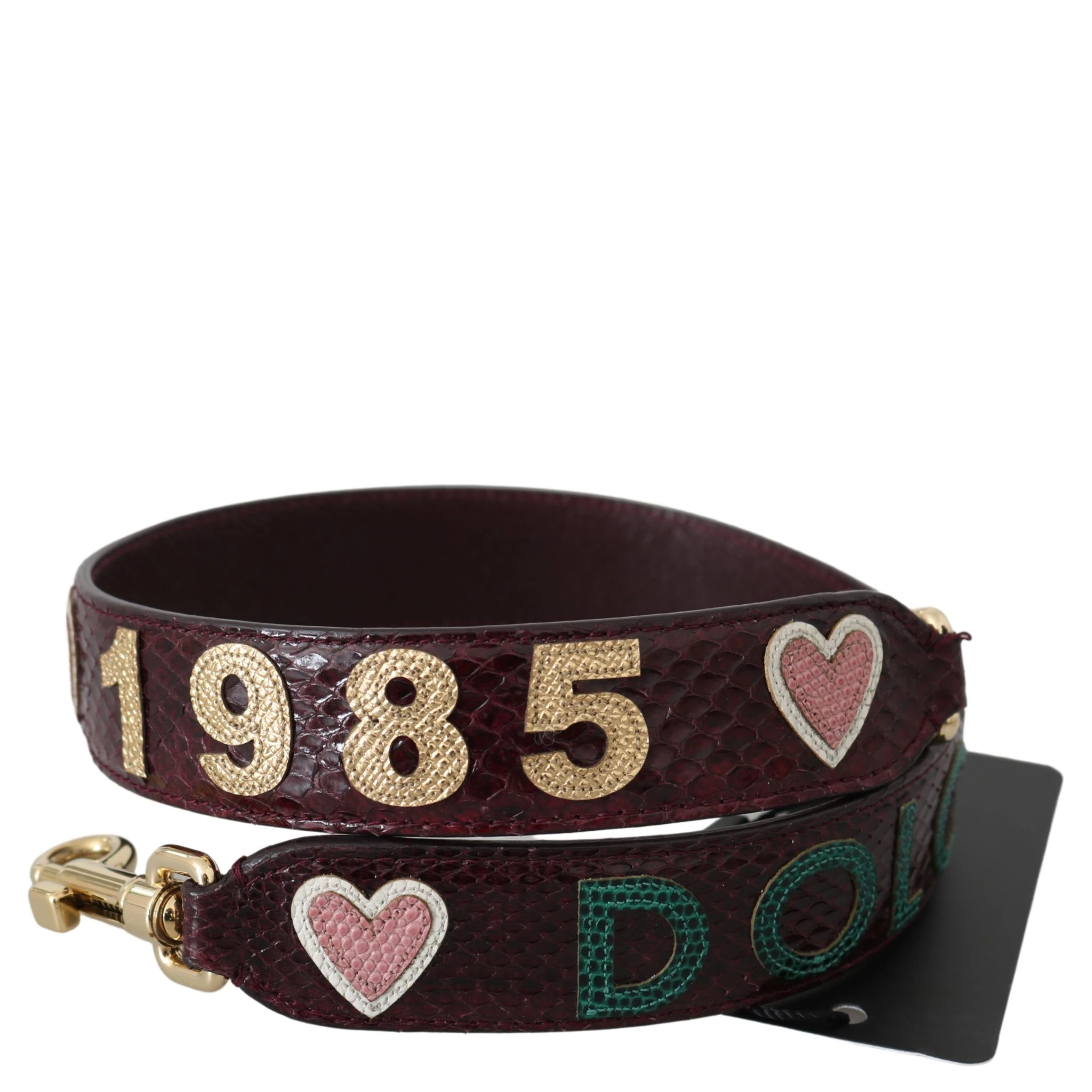 Bordeaux Exotic Skin Leather Belt Shoulder Strap